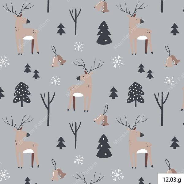Winter Deer Pattern — original textile pattern for nursery licensing