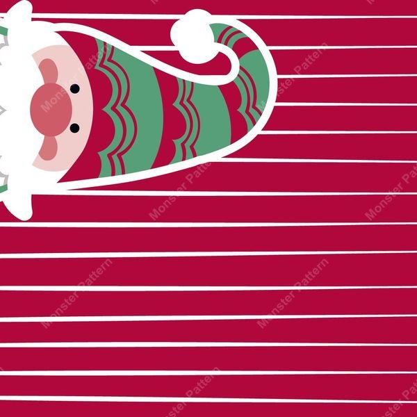 Santa Claus on Stripes — original textile pattern for tabletop licensing
