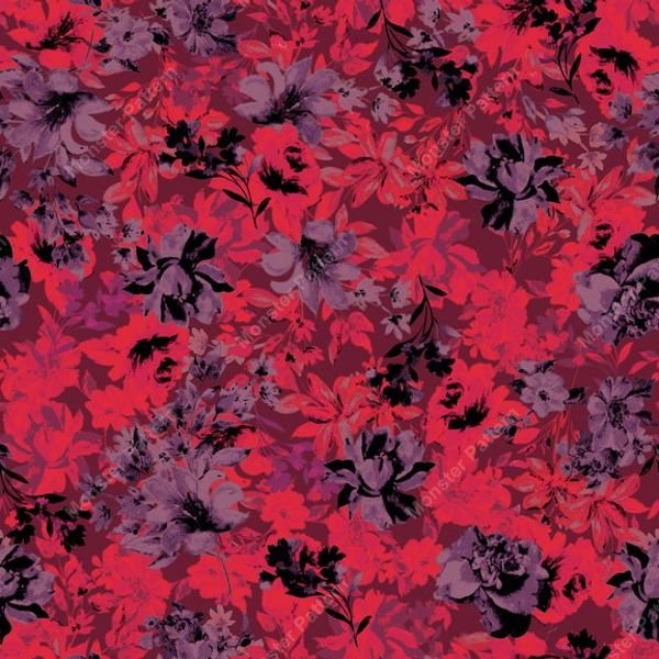 Pink and Purple Floral Repeat — original textile pattern for floral licensing