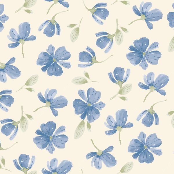 Blue Floral Watercolor Pattern — original textile pattern for floral licensing