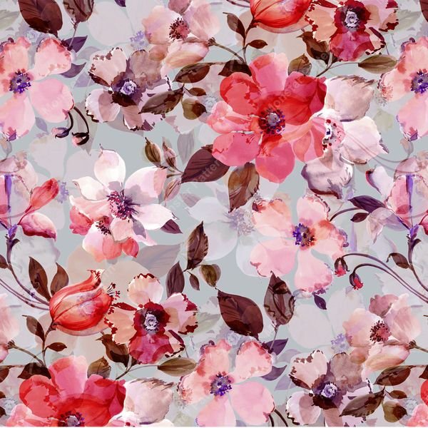 Watercolor Floral Repeat — original textile pattern for floral licensing