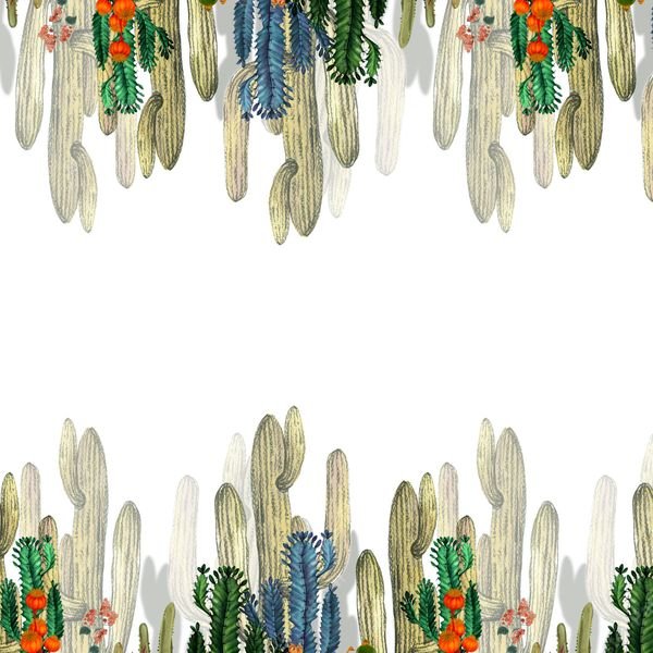 Cactus Border Pattern — original textile pattern for botanical licensing