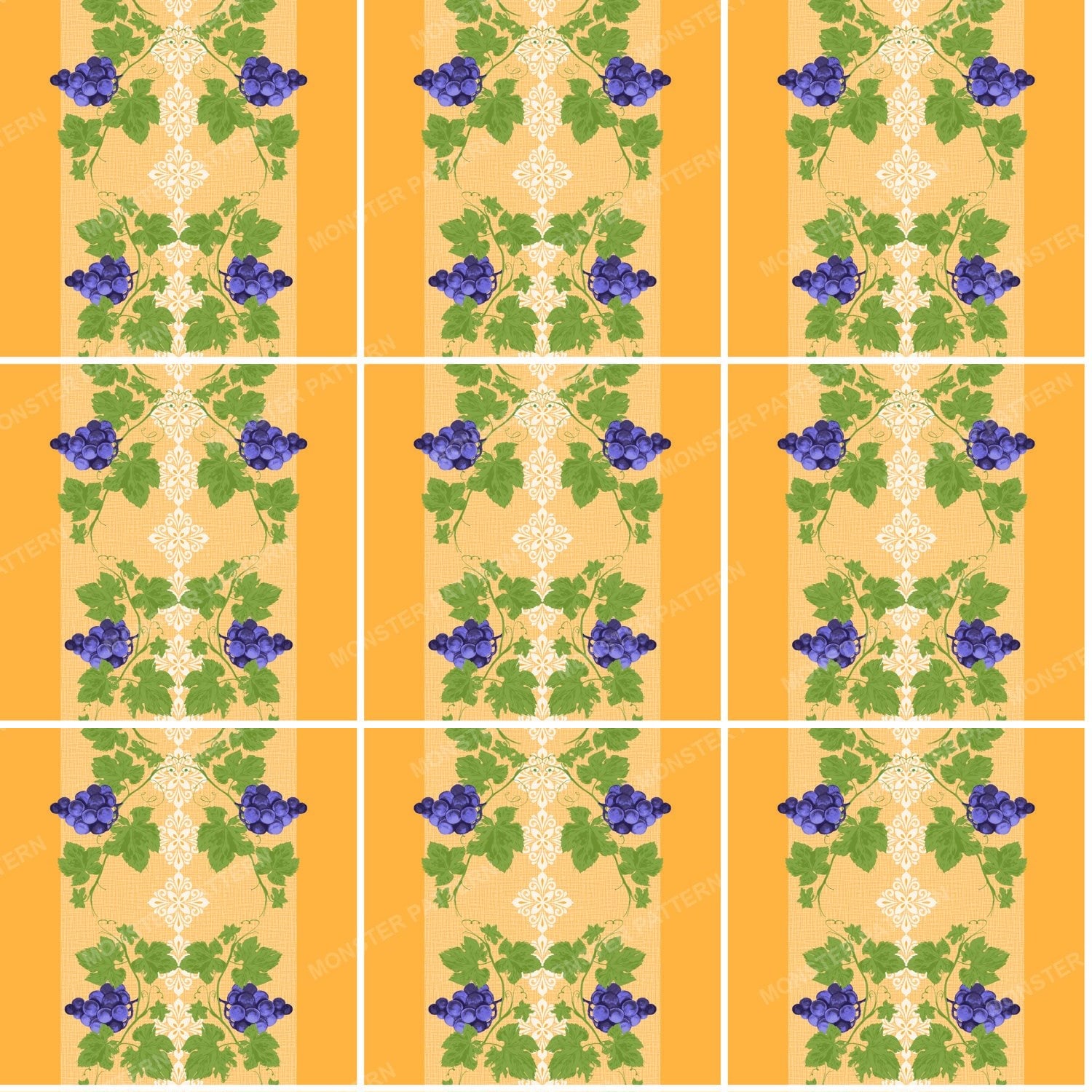 Grapevine Vertical Repeat — original textile pattern for botanical licensing