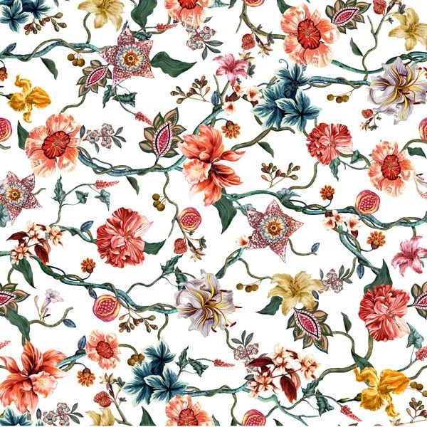 Floral Vine Repeat Pattern — original textile pattern for floral licensing