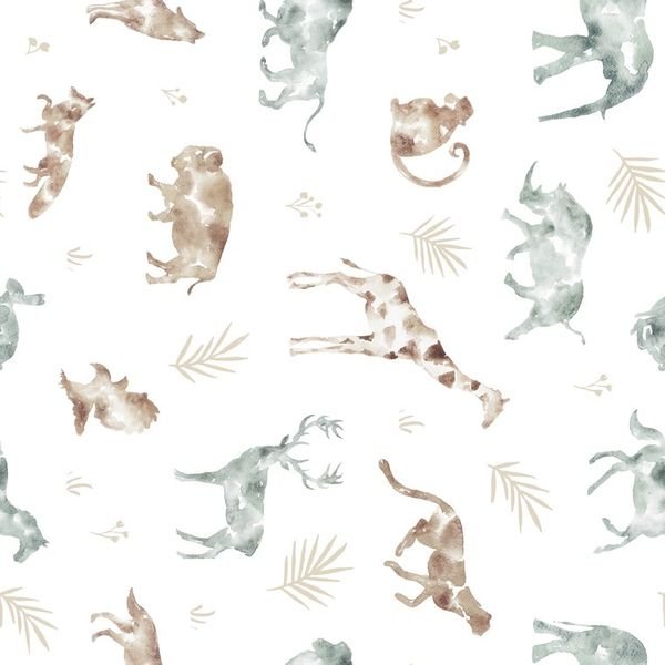Watercolor Animal Pattern — original textile pattern for nursery licensing
