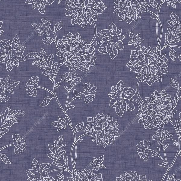Blue Floral Vine Pattern — original textile pattern for floral licensing