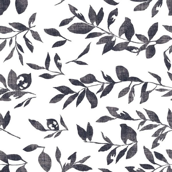 Indigo Botanical Repeat — original textile pattern for botanical licensing