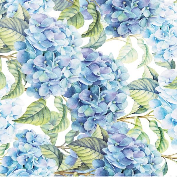 Blue Hydrangea Floral Pattern — original textile pattern for floral licensing
