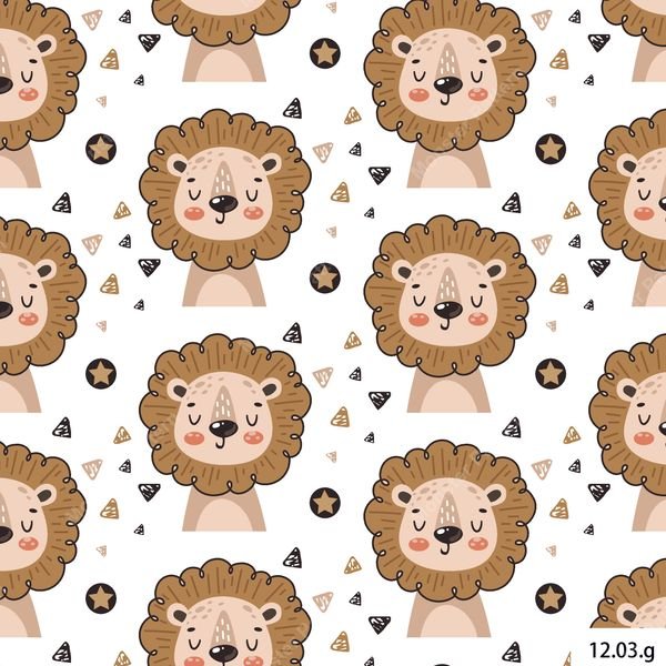 Cute Lion Repeat Pattern — original textile pattern for nursery licensing