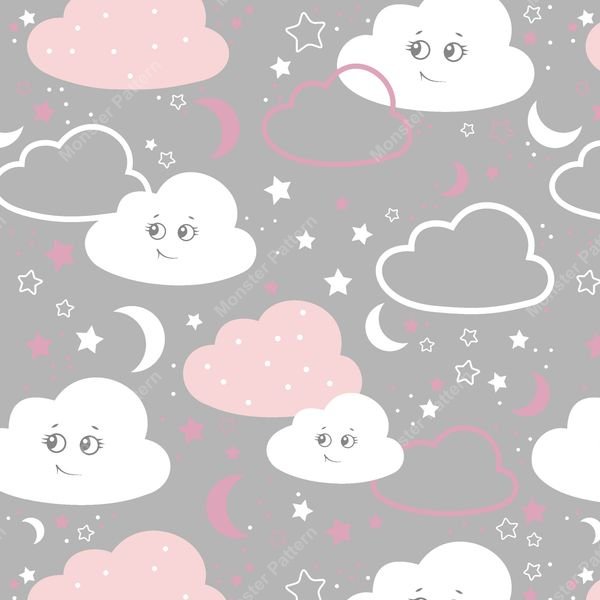 Celestial Clouds Pattern — original textile pattern for nursery licensing