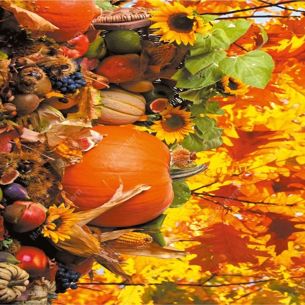 Autumn Harvest Collage — original textile pattern for tabletop licensing