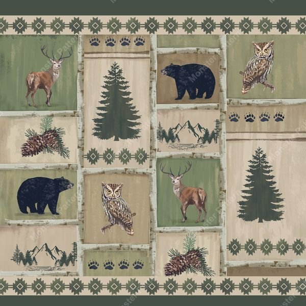 Forest Patchwork Pattern — original textile pattern for nursery licensing