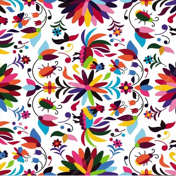 Colorful Folk Floral Pattern — original textile pattern for floral licensing