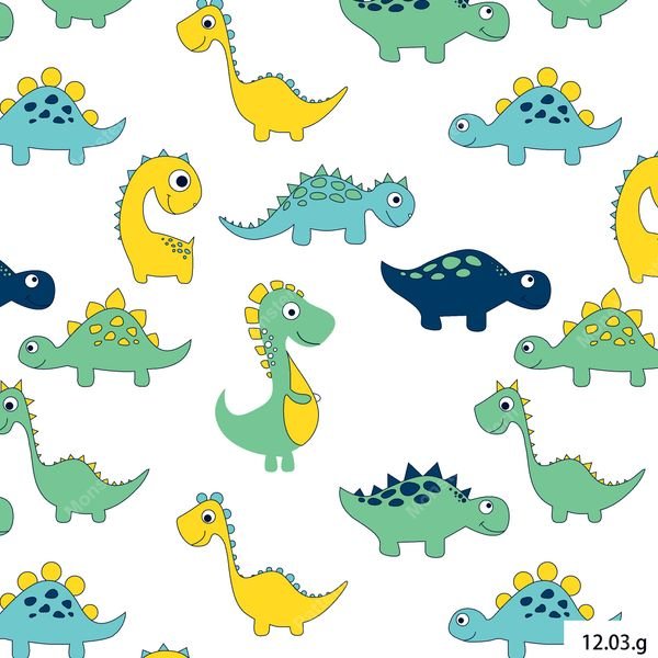 Cartoon Dinosaur Pattern — original textile pattern for nursery licensing