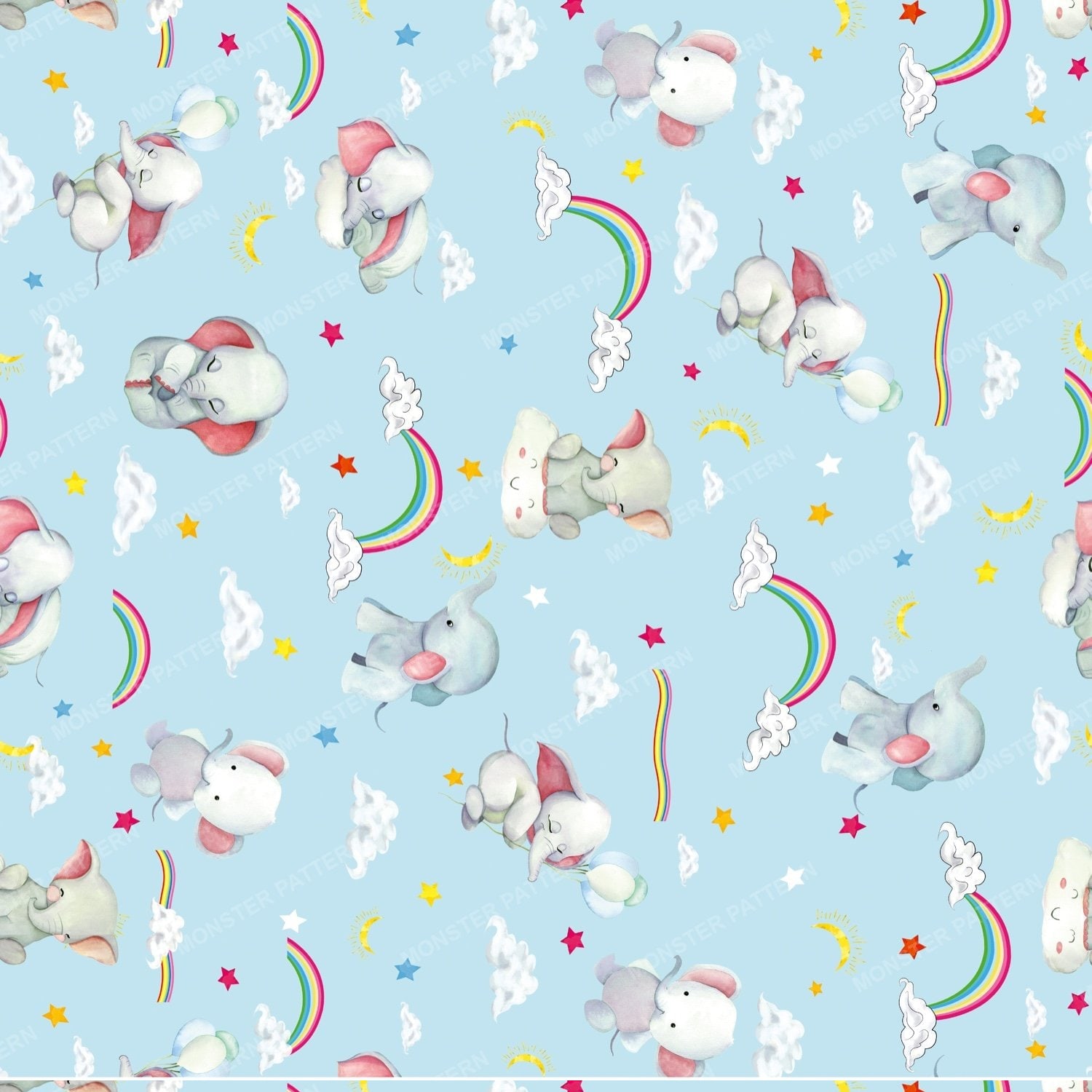 Dumbo Rainbow Pattern — original textile pattern for nursery licensing