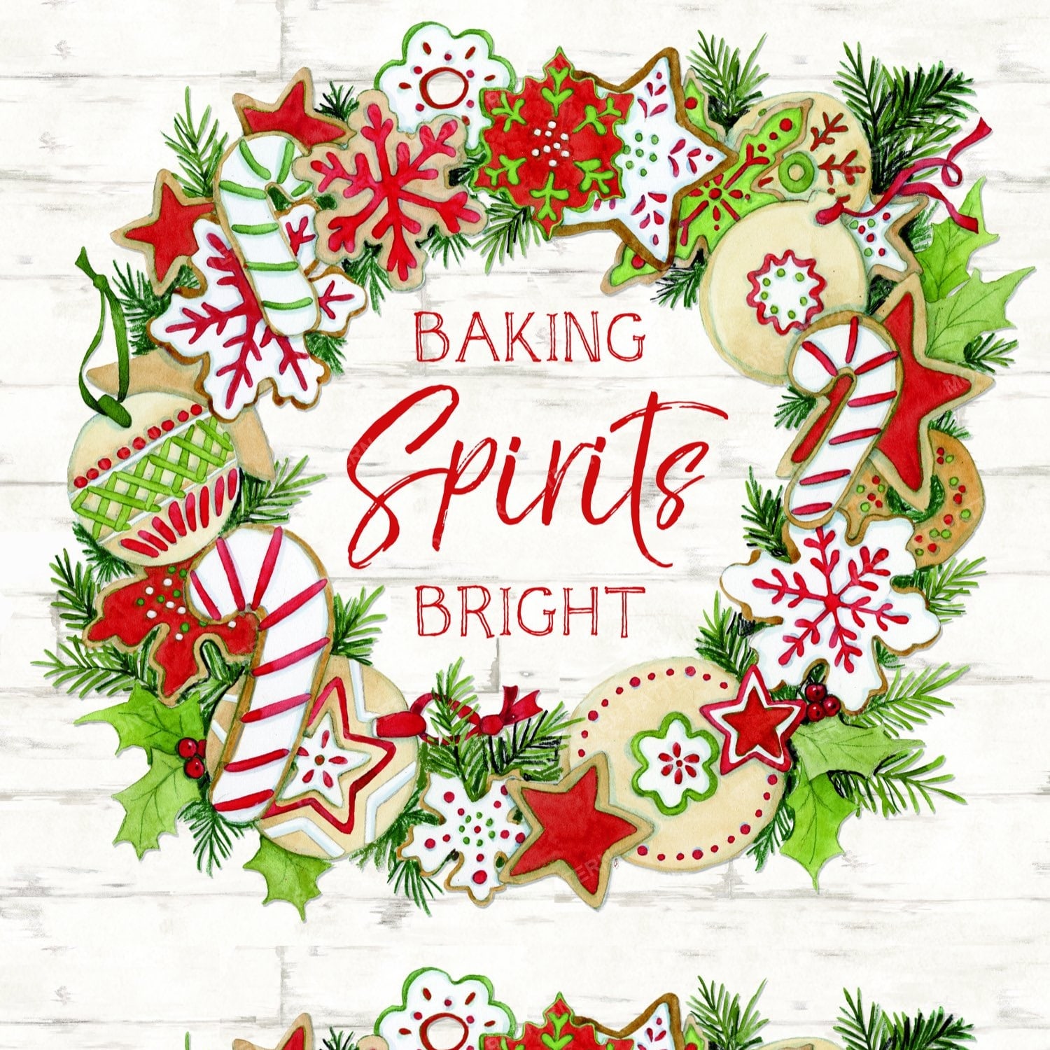 Baking Spirits Bright Wreath — original textile pattern for nursery licensing