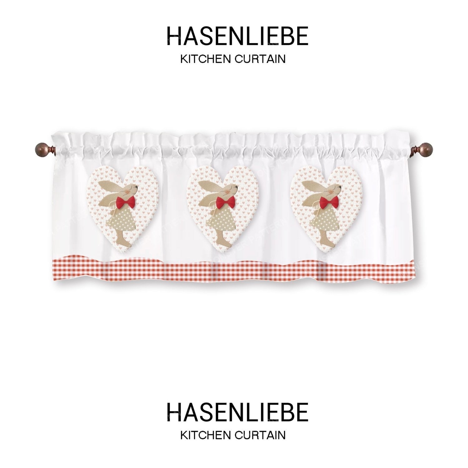 Hasenliebe Kitchen Curtain — original textile pattern for nursery licensing