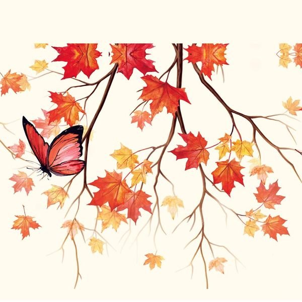 Autumn Leaves and Butterflies — original textile pattern for nursery licensing