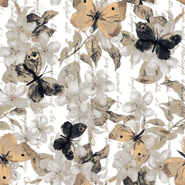 Butterfly Floral Repeat — original textile pattern for nursery licensing
