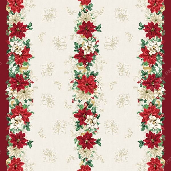 Poinsettia Border Pattern — original textile pattern for tabletop licensing