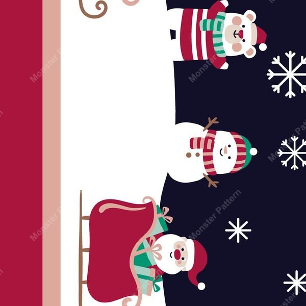 Christmas Characters Snowflakes — original textile pattern for tabletop licensing