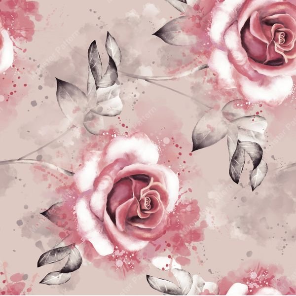 Pink Rose Watercolor Pattern — original textile pattern for floral licensing