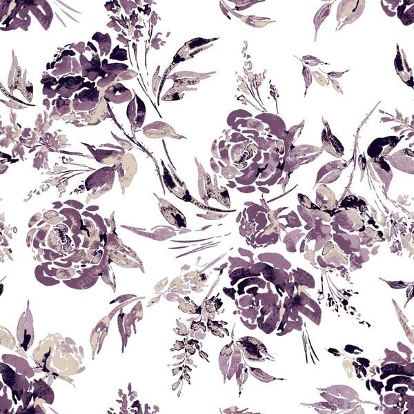 Purple Floral Repeat Pattern — original textile pattern for floral licensing