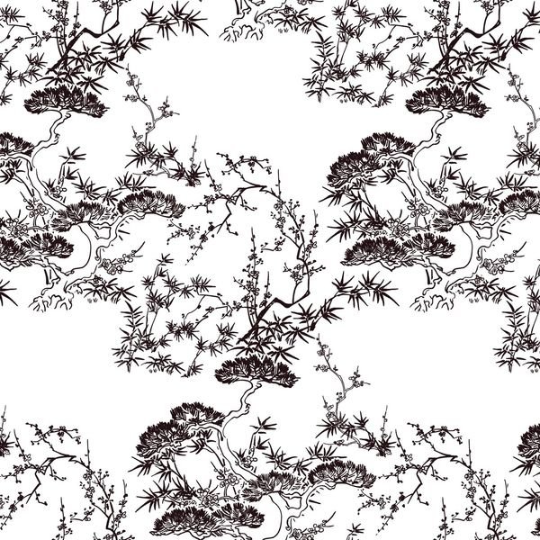Black and White Botanical Pattern — original textile pattern for botanical licensing