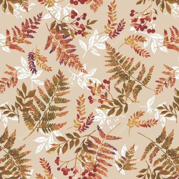 Autumn Botanical Repeat — original textile pattern for botanical licensing