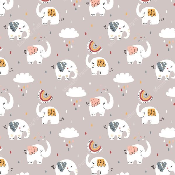 Elephant Watermelon Pattern — original textile pattern for nursery licensing