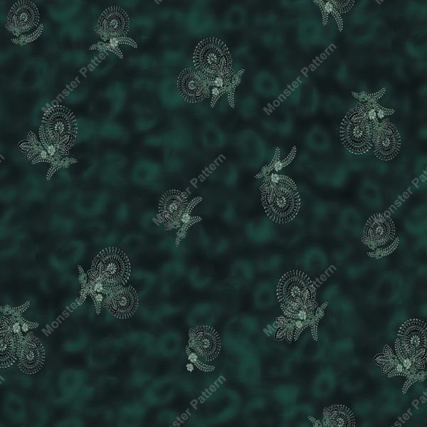 Dark Green Botanical Repeat — original textile pattern for botanical licensing