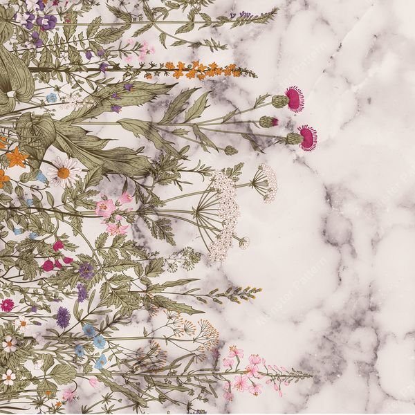 Wildflower Marble Pattern — original textile pattern for floral licensing