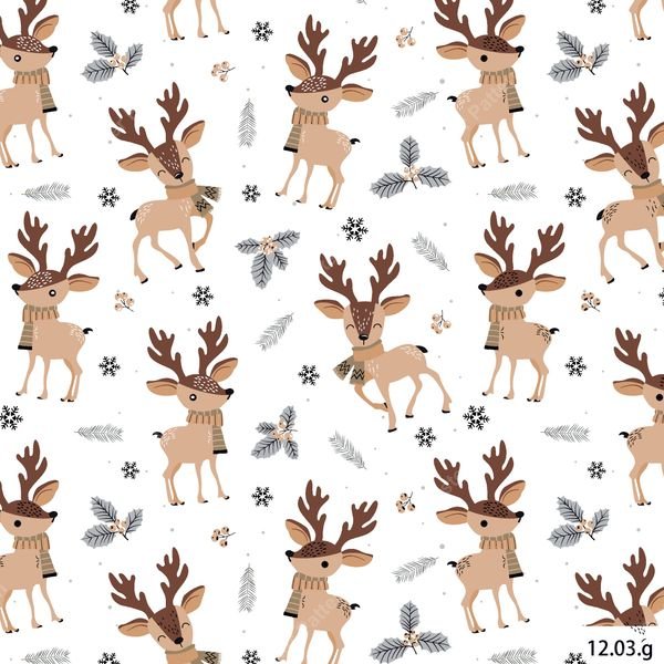 Christmas Reindeer Pattern — original textile pattern for tabletop licensing