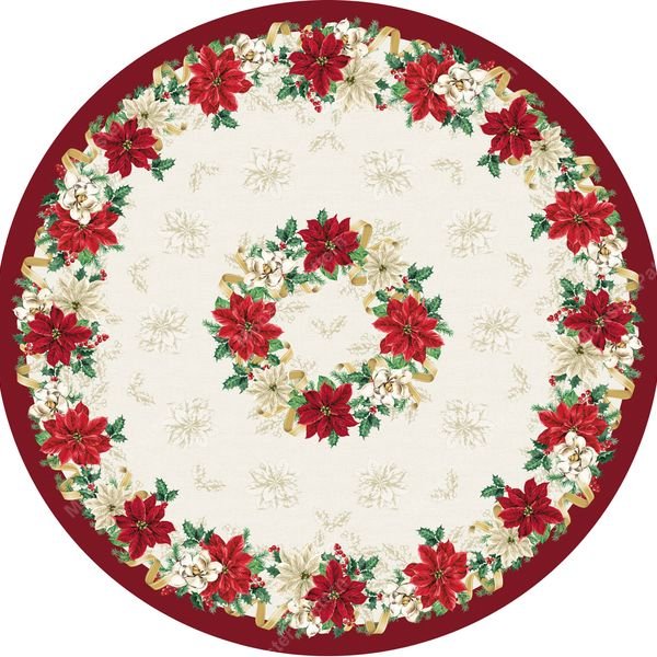 Christmas Poinsettia Wreath — original textile pattern for tabletop licensing