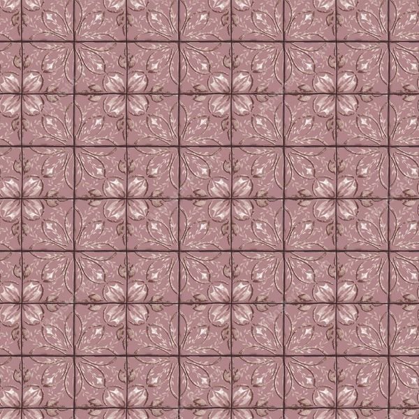 Purple Grid Floral Repeat — original textile pattern for floral licensing