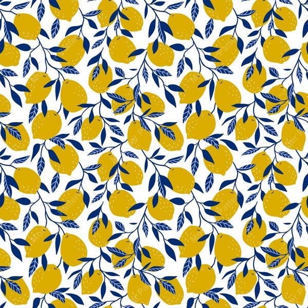 Lemon and Leaf Pattern — original textile pattern for botanical licensing