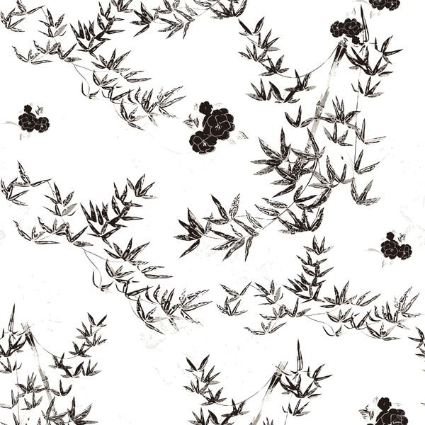 Bamboo and Berry Pattern — original textile pattern for botanical licensing