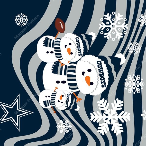 Dallas Cowboys Snowmen Pattern — original textile pattern for nursery licensing