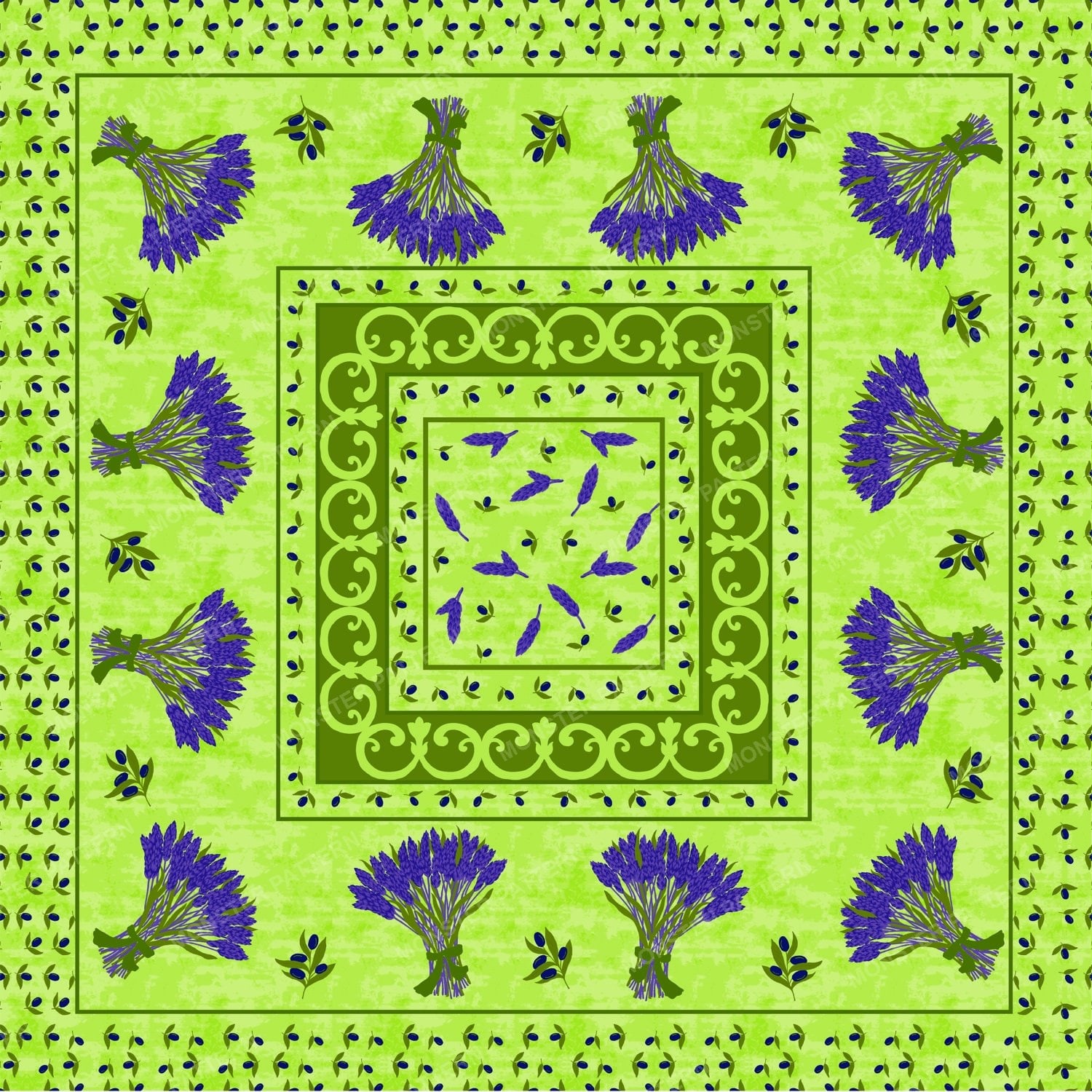 Lavender Bouquet Repeat Pattern — original textile pattern for floral licensing