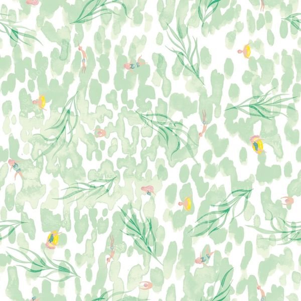 Green Botanical Repeat Pattern — original textile pattern for botanical licensing