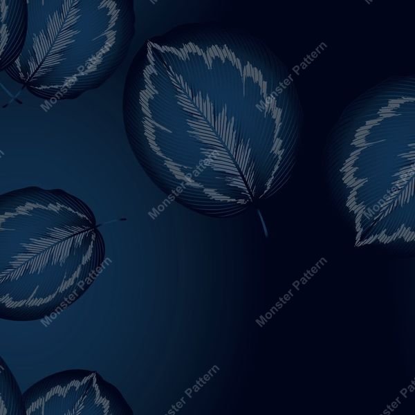 Blue Leaf Repeat Pattern — original textile pattern for botanical licensing
