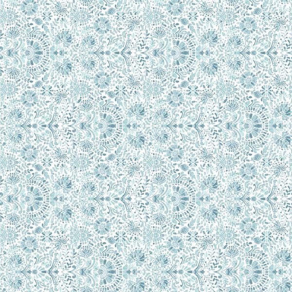 Aqua Floral Repeat Pattern — original textile pattern for floral licensing