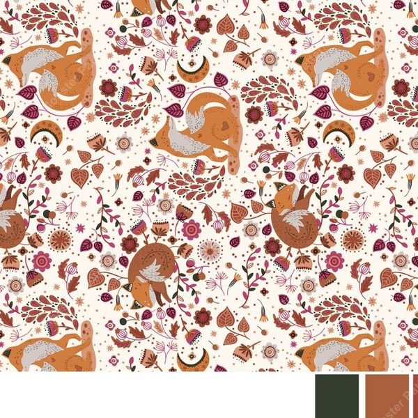 Floral Animal Repeat Pattern — original textile pattern for nursery licensing