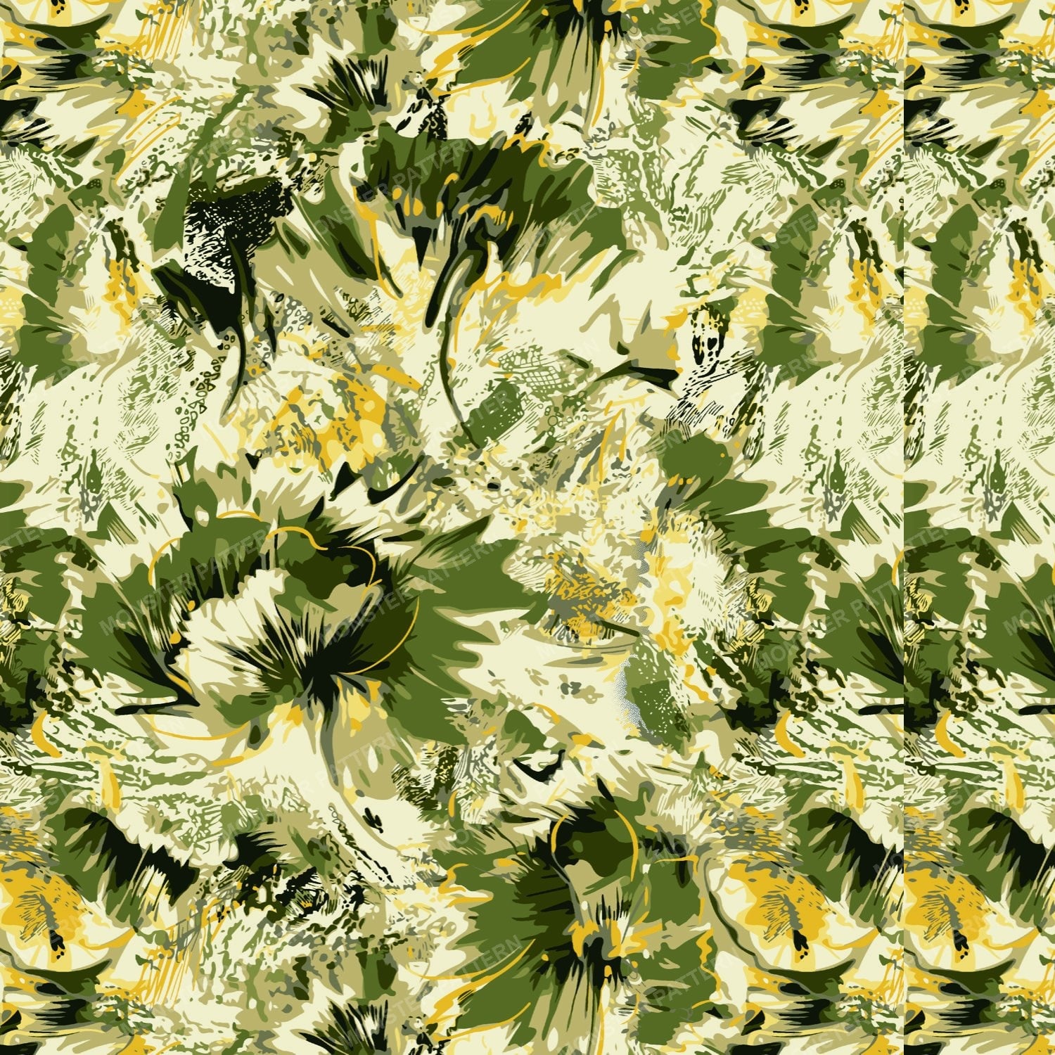 Abstract Floral Camouflage — original textile pattern for floral licensing