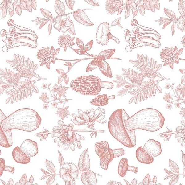 Pink Botanical Repeat Pattern — original textile pattern for botanical licensing