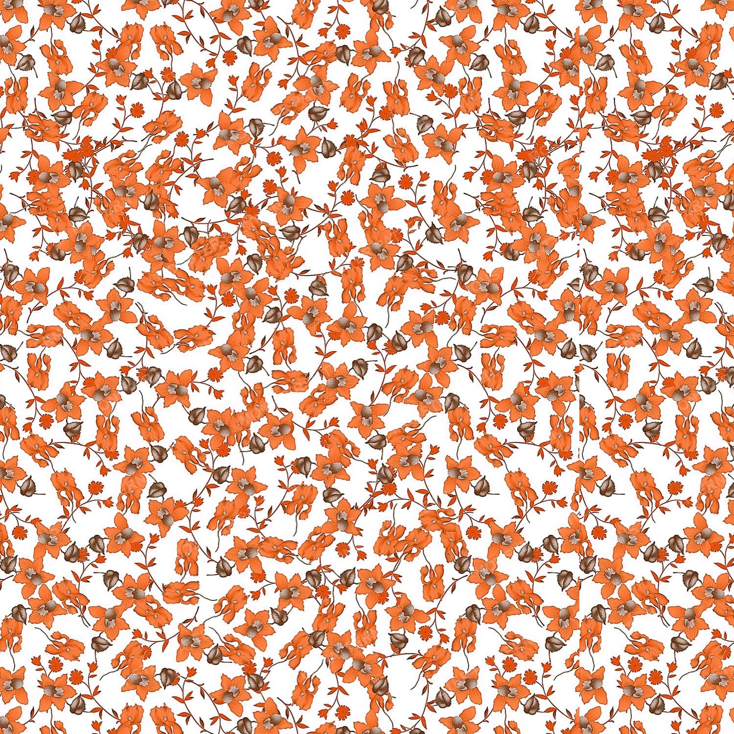 Orange Floral Repeat Pattern — original textile pattern for floral licensing