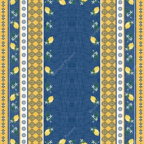 Lemon Border Pattern — original textile pattern for botanical licensing