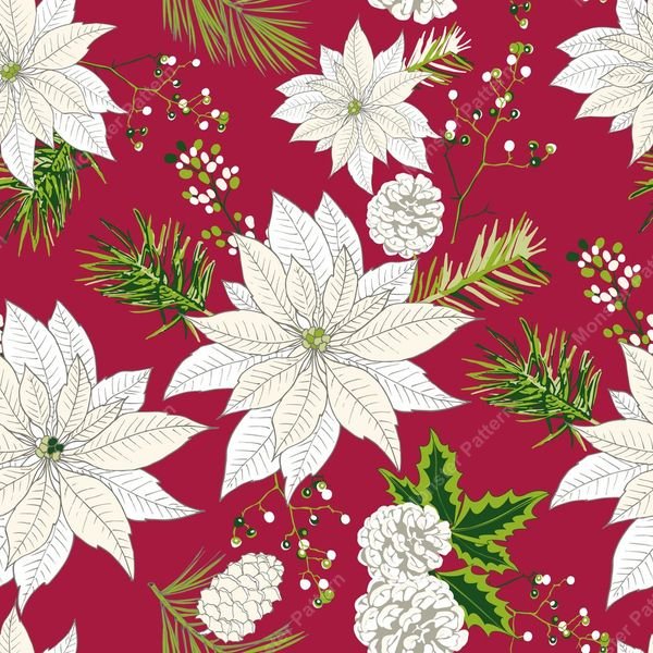 Poinsettia Holiday Pattern — original textile pattern for tabletop licensing