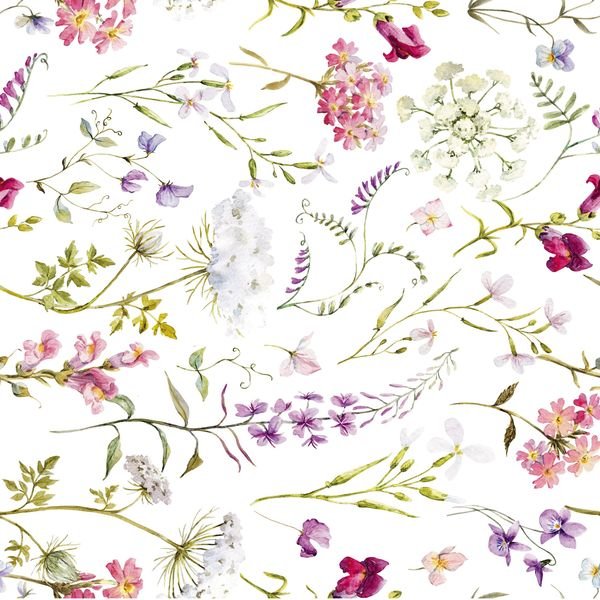 Watercolor Floral Repeat — original textile pattern for floral licensing