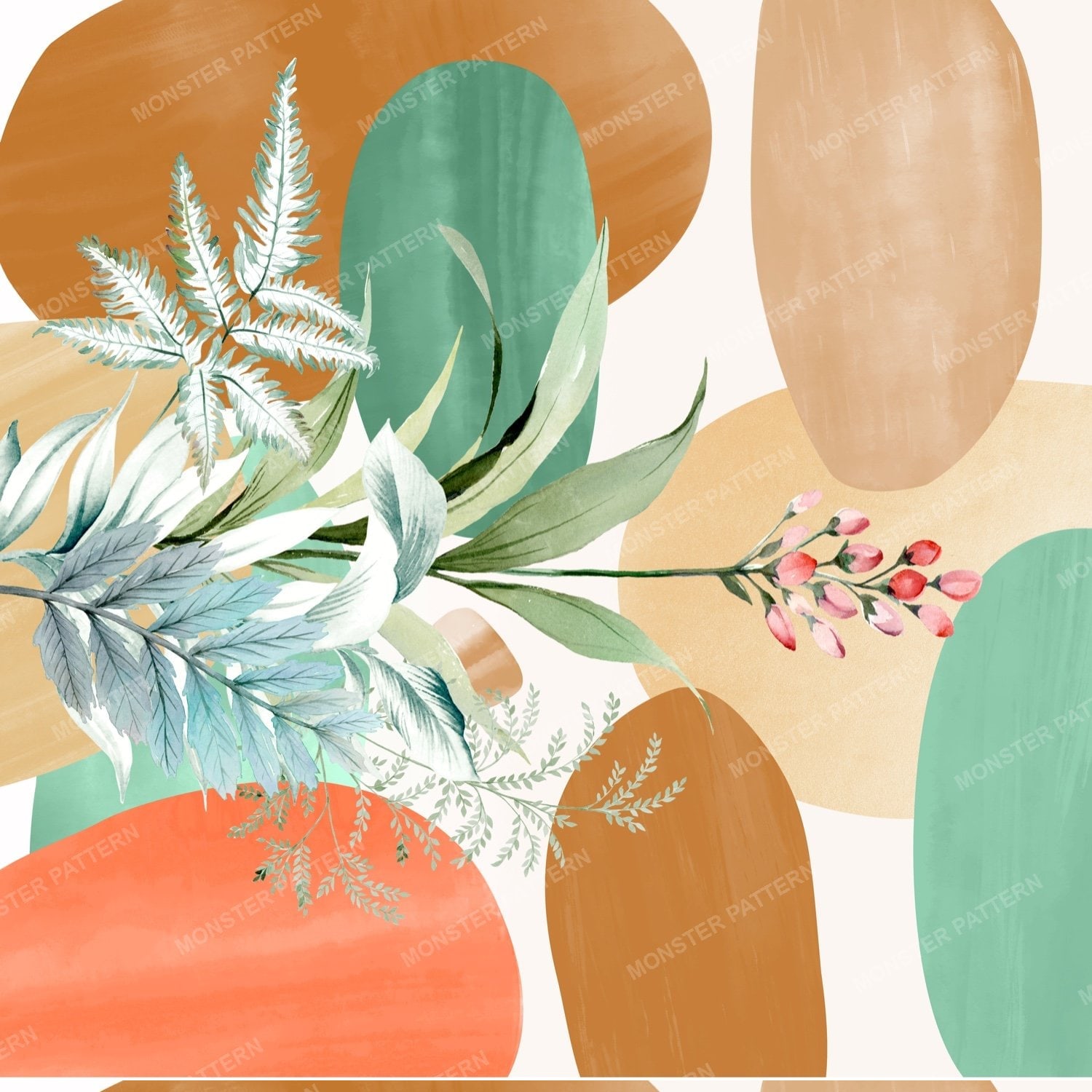 Botanical Abstract Repeat — original textile pattern for botanical licensing